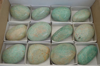 Polished Amazonite Galet / Palm Stones x 12 From Zimbabwe