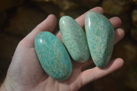 Polished Amazonite Galet / Palm Stones x 12 From Zimbabwe