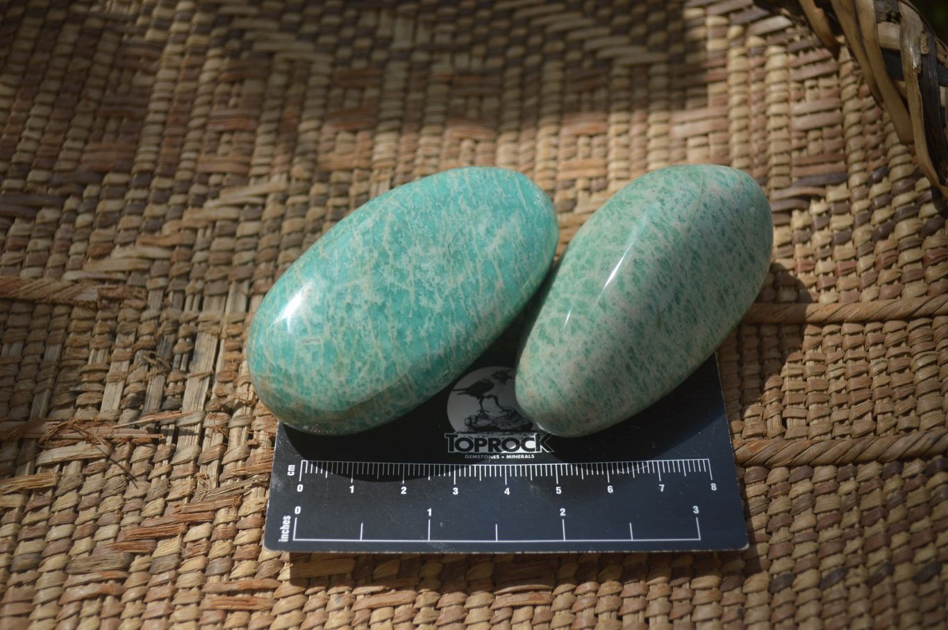 Polished Amazonite Galet / Palm Stones x 12 From Zimbabwe - Toprock Gemstones and Minerals 