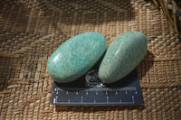 Polished Amazonite Galet / Palm Stones x 12 From Zimbabwe
