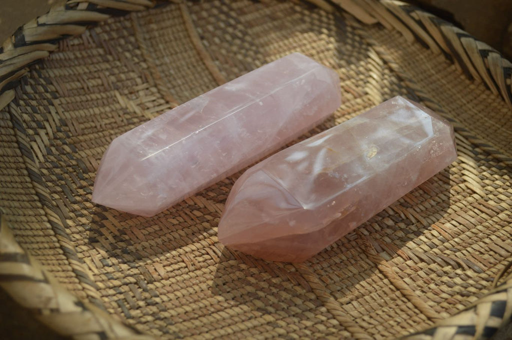 Polished Rose Quartz Double Terminated Crystals x 3 From Madagascar - Toprock Gemstones and Minerals 