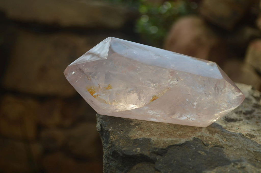 Polished Rose Quartz Double Terminated Crystals x 3 From Madagascar - Toprock Gemstones and Minerals 