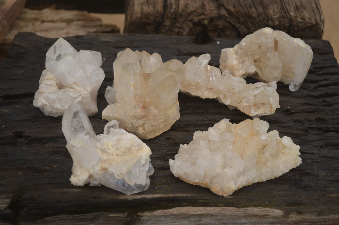 Natural Clear Quartz Clusters x 6 From Mpika, Zambia - Toprock Gemstones and Minerals 