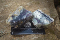 Polished On One Side Watermelon Fluorite Slices x 12 From Namibia - Toprock Gemstones and Minerals 