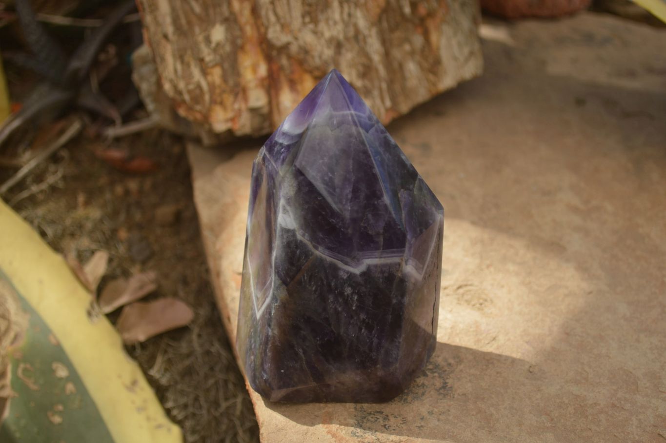 Polished Chevron Amethyst Prism-Point x 1 From Zambia - Toprock Gemstones and Minerals 