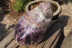 Polished Smokey Chevron Amethyst Standing Free Form x 1 From Madagascar - Toprock Gemstones and Minerals 