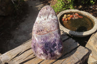 Polished Smokey Chevron Amethyst Standing Free Form x 1 From Madagascar - Toprock Gemstones and Minerals 