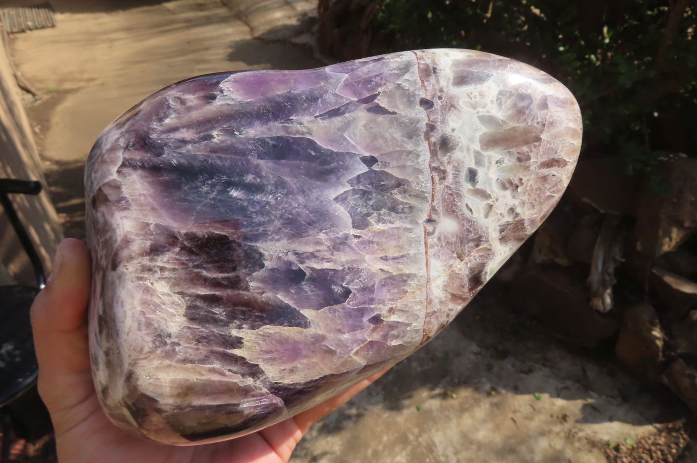 Polished Smokey Chevron Amethyst Standing Free Form x 1 From Madagascar - Toprock Gemstones and Minerals 