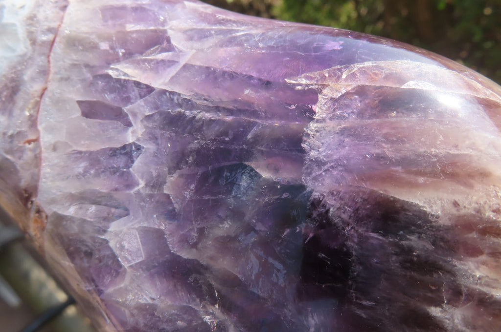 Polished Smokey Chevron Amethyst Standing Free Form x 1 From Madagascar - Toprock Gemstones and Minerals 