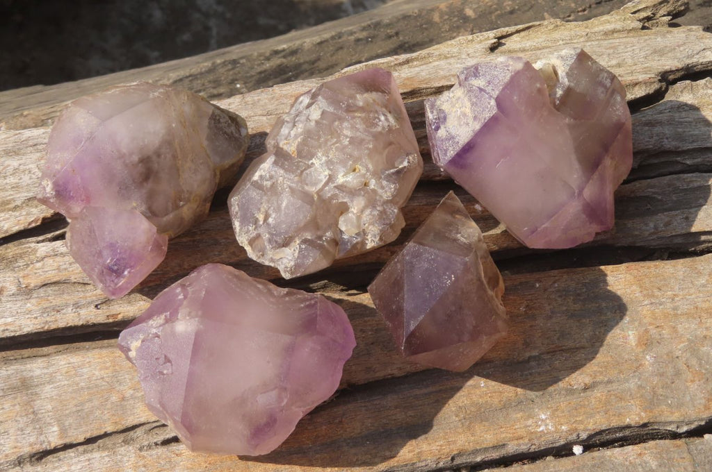 Natural Window Amethyst Crystals x 5 From Ambatondrazaka, Madagascar - Toprock Gemstones and Minerals 