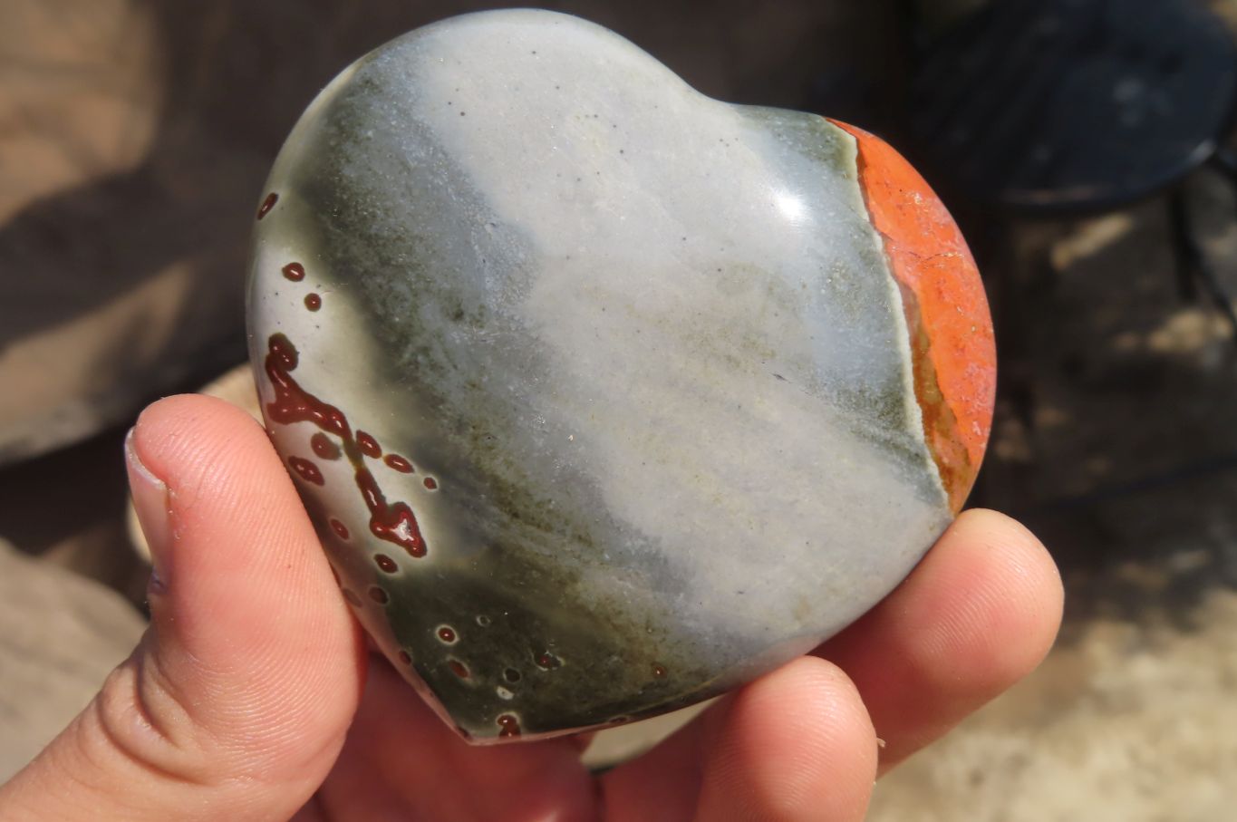 Polished Polychrome Jasper Hearts x 6 From Mahajanga, Madagascar - Toprock Gemstones and Minerals 