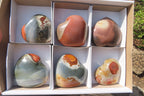 Polished Polychrome Jasper Hearts x 6 From Mahajanga, Madagascar - Toprock Gemstones and Minerals 