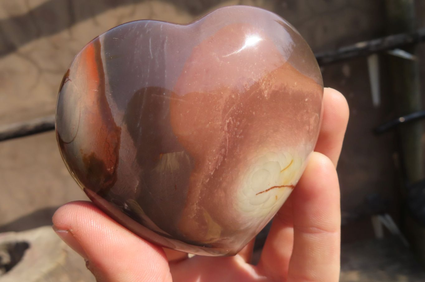 Polished Polychrome Jasper Hearts x 6 From Mahajanga, Madagascar - Toprock Gemstones and Minerals 