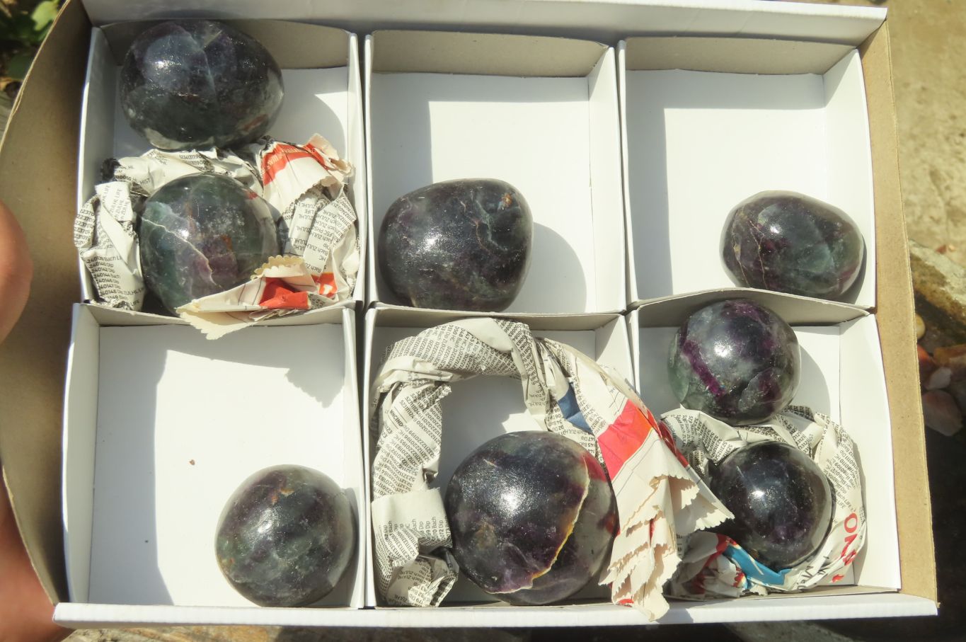 Polished Watermelon Fluorite Free Forms x 8 From Uis, Namibia - Toprock Gemstones and Minerals 