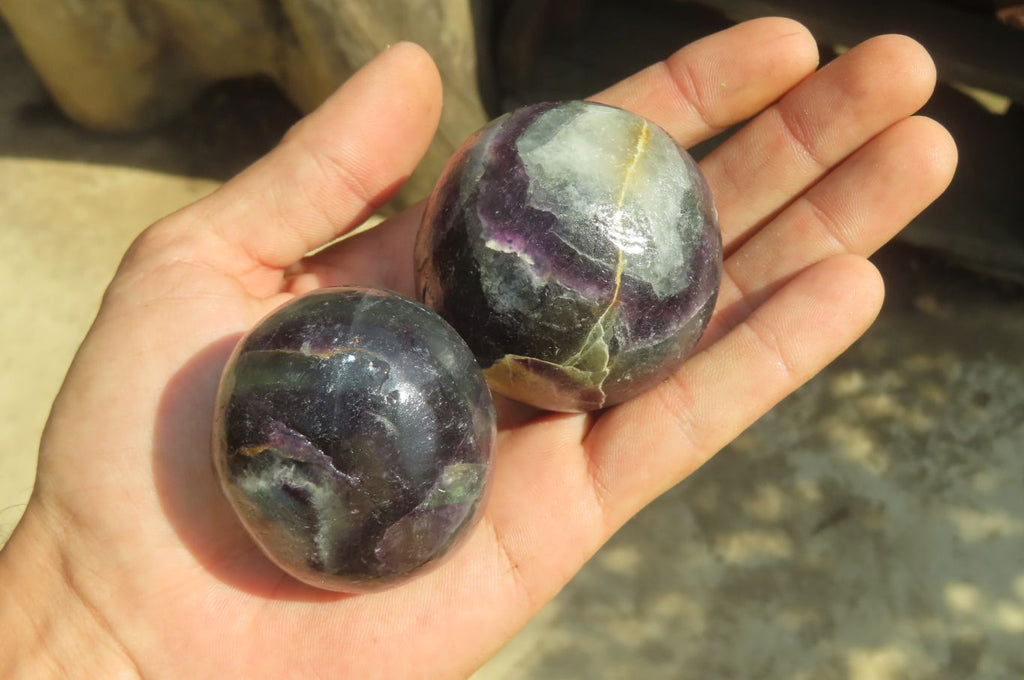 Polished Watermelon Fluorite Free Forms x 8 From Uis, Namibia - Toprock Gemstones and Minerals 