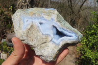 Natural Blue Lace Agate Geode Specimens x 3 From Nsanje, Malawi - Toprock Gemstones and Minerals 