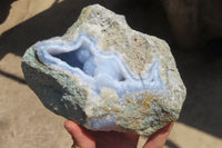 Natural Blue Lace Agate Geode Specimens x 3 From Nsanje, Malawi - Toprock Gemstones and Minerals 
