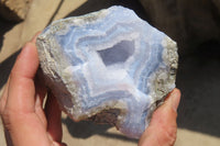 Natural Blue Lace Agate Geode Specimens x 3 From Nsanje, Malawi - Toprock Gemstones and Minerals 