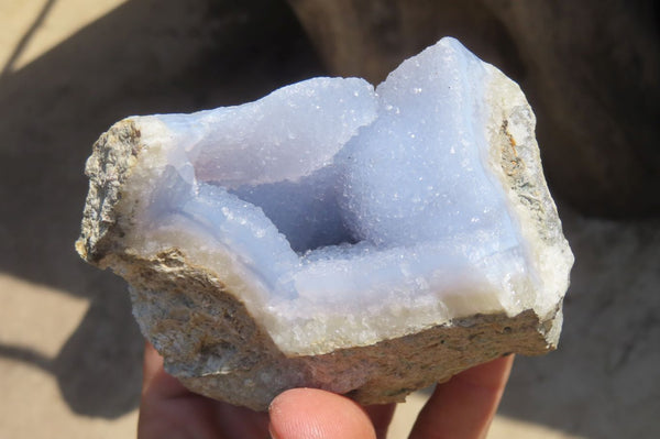 Natural Blue Lace Agate Geode Specimens x 3 From Nsanje, Malawi - Toprock Gemstones and Minerals 