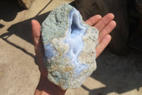 Natural Blue Lace Agate Geode Specimens x 3 From Nsanje, Malawi - Toprock Gemstones and Minerals 
