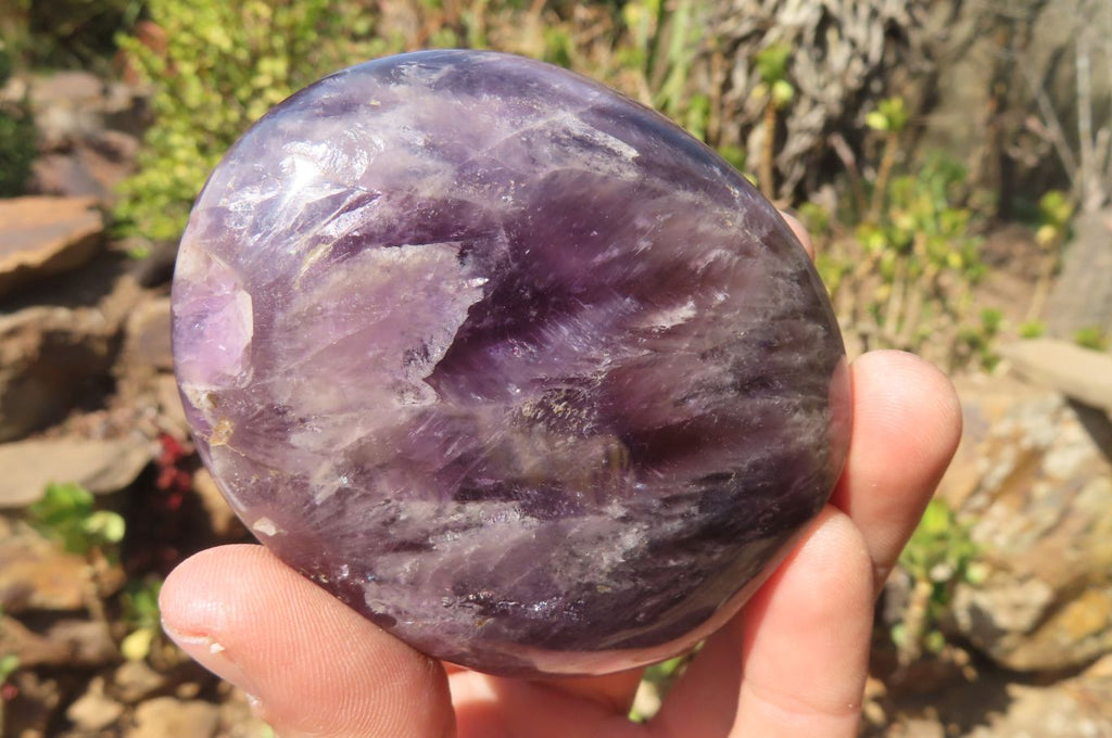 Polished Chevron Amethyst Standing Free Forms x 5 From Madagascar - Toprock Gemstones and Minerals 