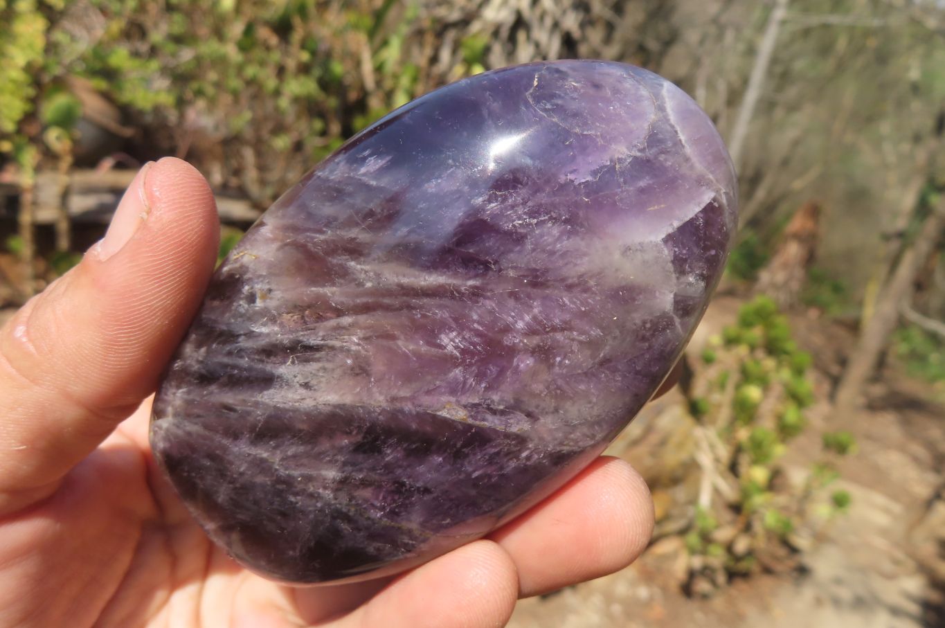 Polished Chevron Amethyst Standing Free Forms x 5 From Madagascar - Toprock Gemstones and Minerals 