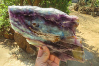 Polished Watermelon Fluorite Slice x 1 From Uis, Namibia - Toprock Gemstones and Minerals 