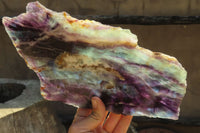 Polished Watermelon Fluorite Slice x 1 From Uis, Namibia - Toprock Gemstones and Minerals 