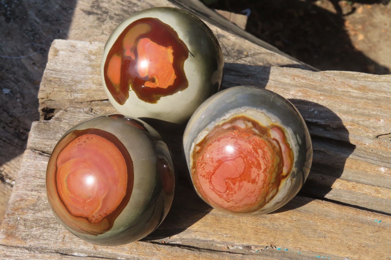 Polished Polychrome Jasper Spheres x 3 From Madagascar - Toprock Gemstones and Minerals 