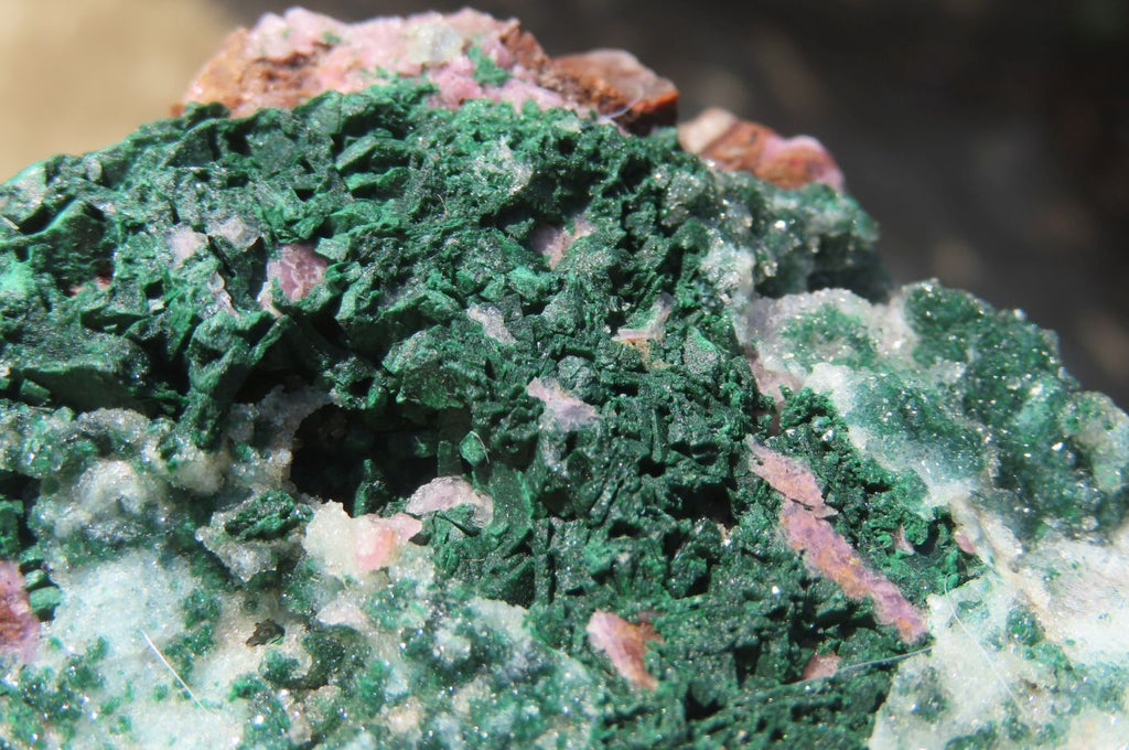 Natural Chrysocolla With Malachite & Salrose Dolomite Specimens x 4 From Congo - Toprock Gemstones and Minerals 