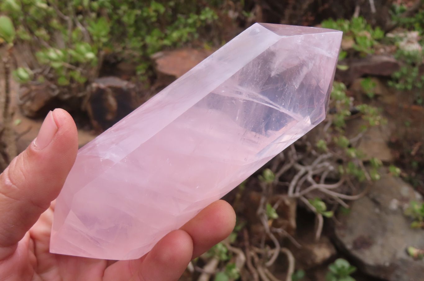 Polished Double Terminated Rose Quartz Points x 3 From Madagascar - Toprock Gemstones and Minerals 