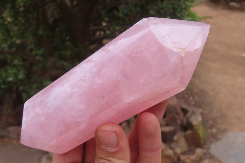 Polished Double Terminated Rose Quartz Points x 3 From Madagascar - Toprock Gemstones and Minerals 