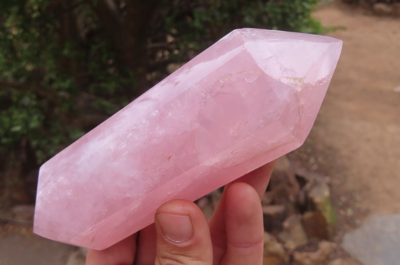 Polished Double Terminated Rose Quartz Points x 3 From Madagascar - Toprock Gemstones and Minerals 
