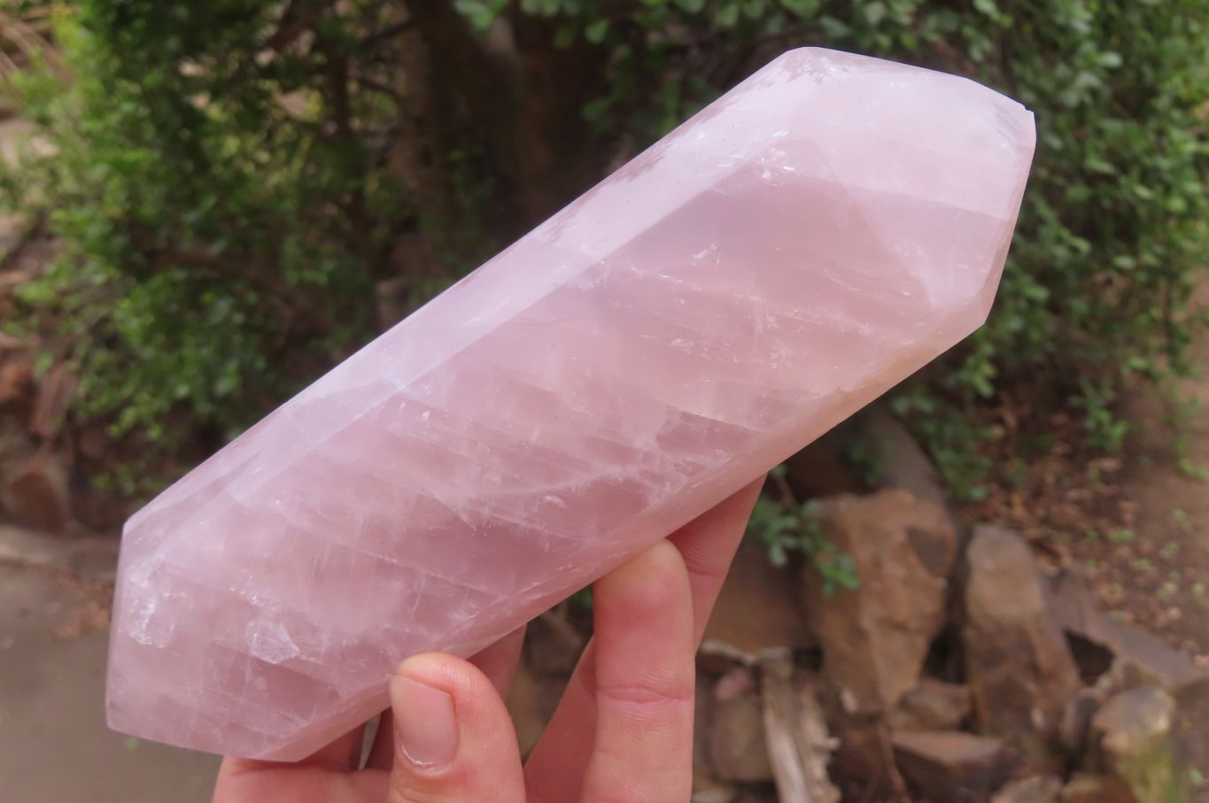Polished Double Terminated Rose Quartz Points x 3 From Madagascar - Toprock Gemstones and Minerals 