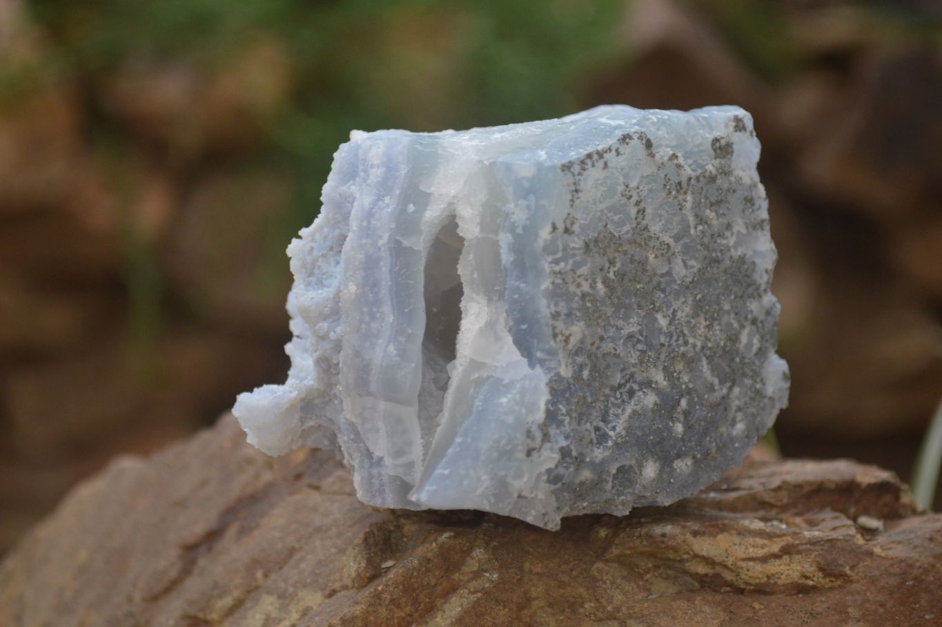 Natural Etched Blue Chalcedony Specimens x 6 From Nsanje, Malawi - Toprock Gemstones and Minerals 