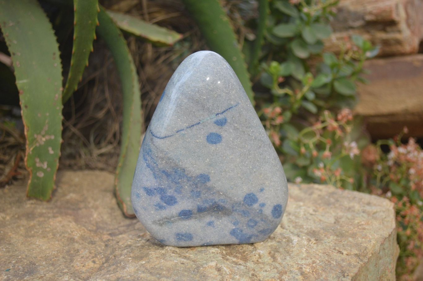 Polished Blue Spinel Spotted Quartz Standing Free Forms 1 x From Madagascar - Toprock Gemstones and Minerals 