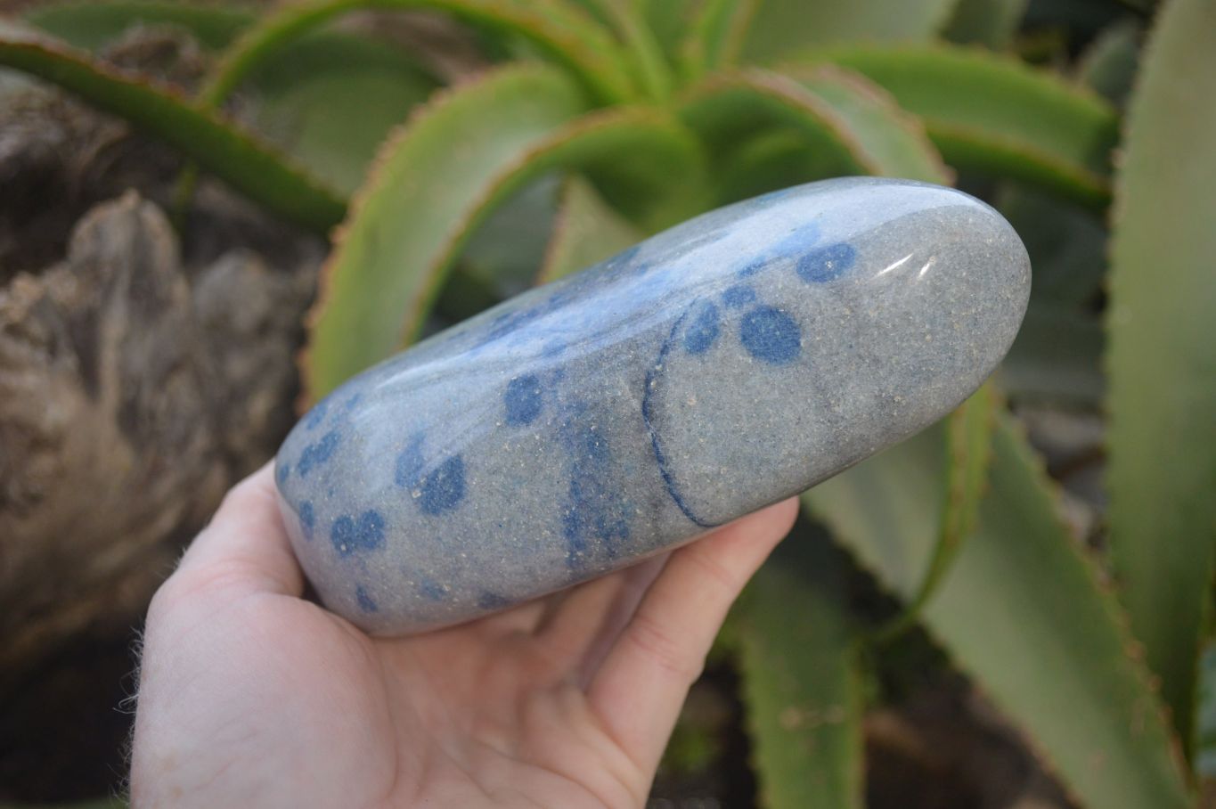 Polished Blue Spinel Spotted Quartz Standing Free Forms 1 x From Madagascar - Toprock Gemstones and Minerals 