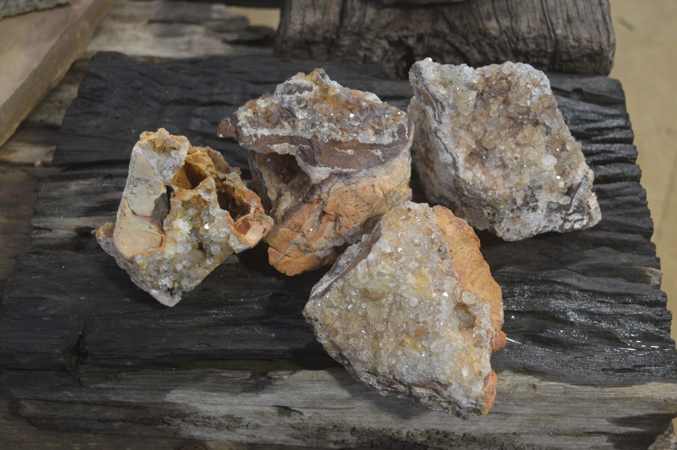 Natural Limonite Quartz Clusters x 4 From Solwezi, Zambia - Toprock Gemstones and Minerals 