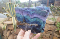 Polished On One Side Watermelon Fluorite Specimens x 2 From Namibia - Toprock Gemstones and Minerals 