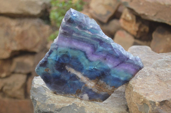 Polished On One Side Watermelon Fluorite Specimens x 2 From Namibia - Toprock Gemstones and Minerals 