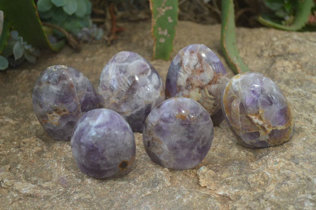 Polished Chevron Amethyst Standing Free Forms x 6 From Madagascar - Toprock Gemstones and Minerals 