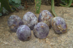 Polished Chevron Amethyst Standing Free Forms x 6 From Madagascar - Toprock Gemstones and Minerals 