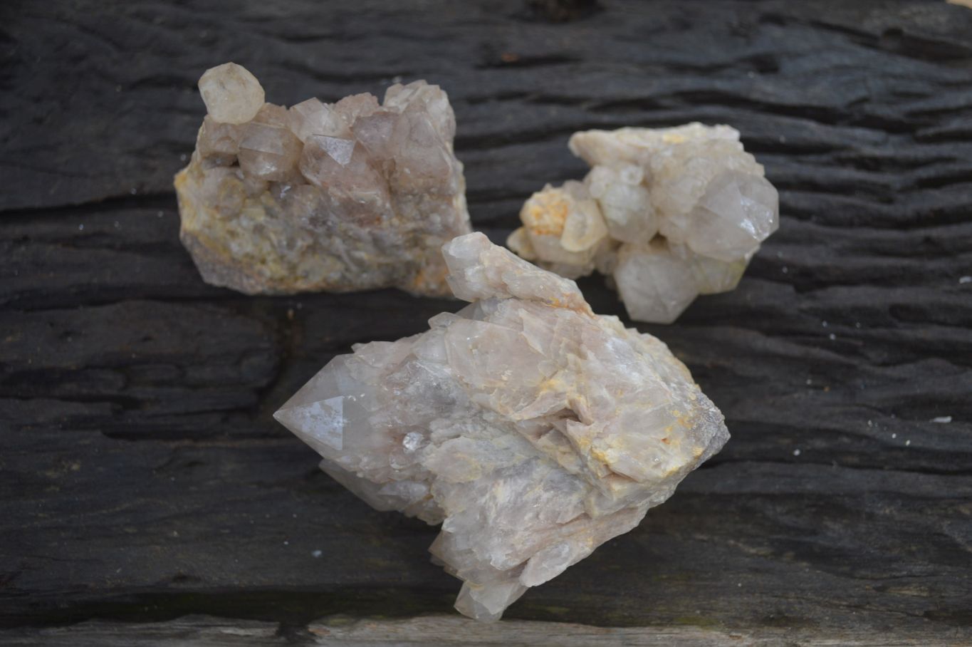Natural Smokey Quartz Clusters x 3 From Luena, Congo - Toprock Gemstones and Minerals 