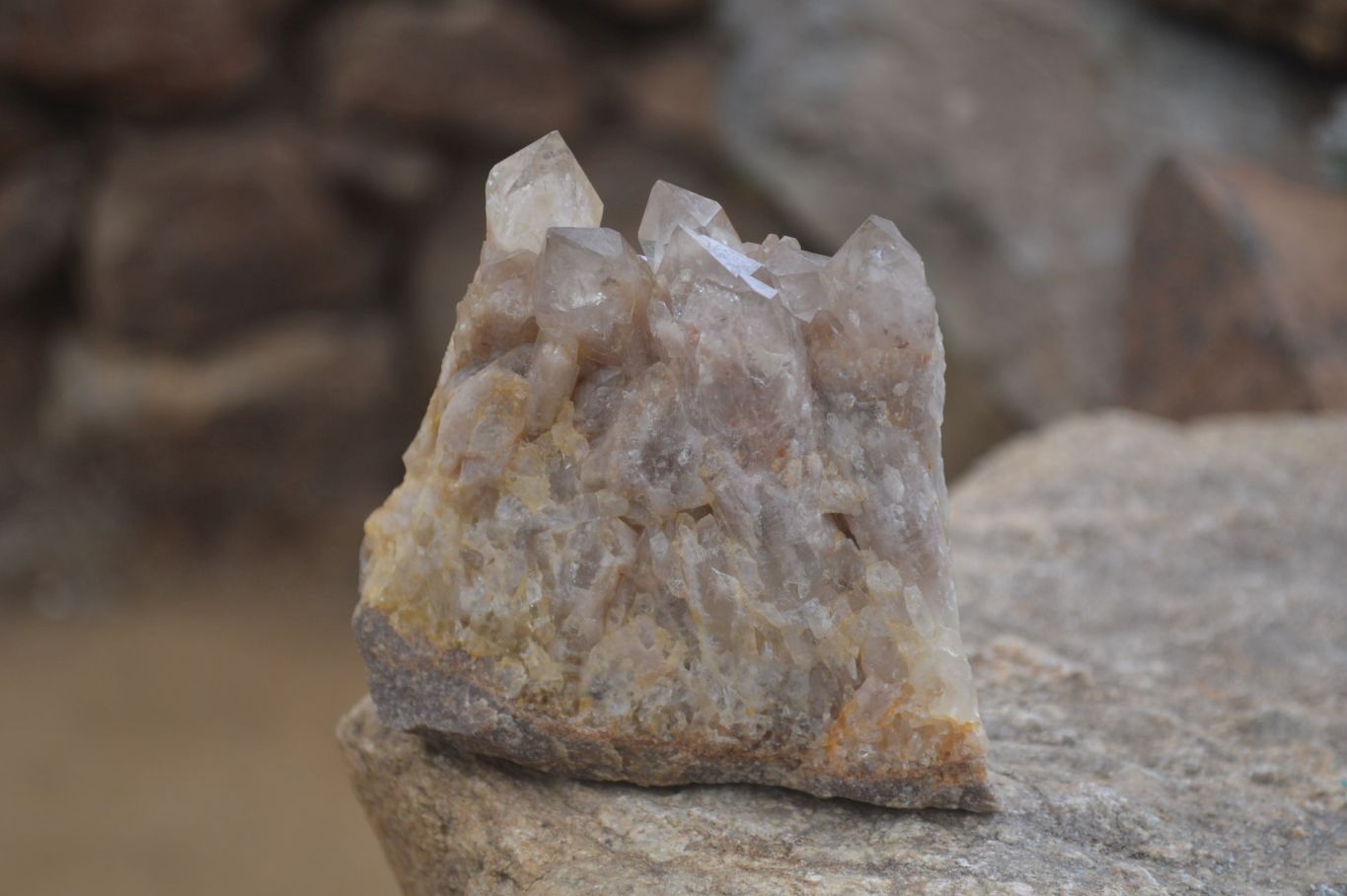 Natural Smokey Quartz Clusters x 3 From Luena, Congo - Toprock Gemstones and Minerals 
