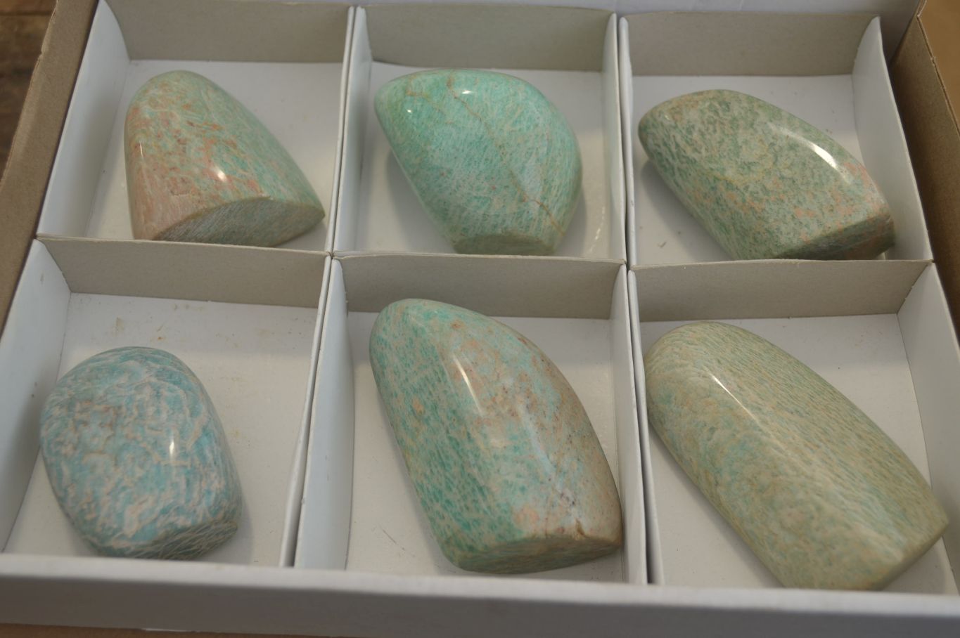 Polished Amazonite Standing Free Forms x 6 From Zimbabwe - Toprock Gemstones and Minerals 