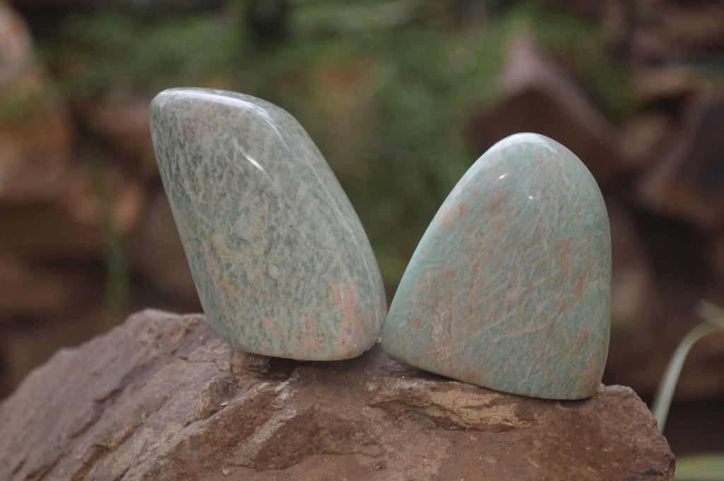 Polished Amazonite Standing Free Forms x 6 From Zimbabwe - Toprock Gemstones and Minerals 