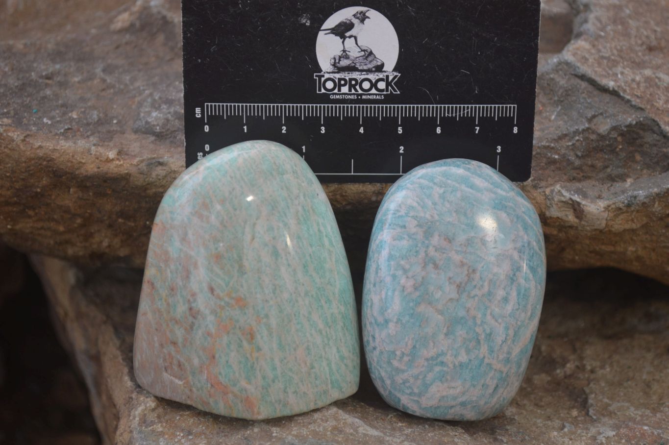 Polished Amazonite Standing Free Forms x 6 From Zimbabwe - Toprock Gemstones and Minerals 