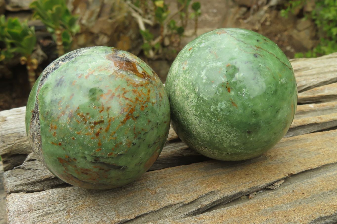 Polished Green Chrysoprase Sphere-Balls x 4 From Madagascar - Toprock Gemstones and Minerals 