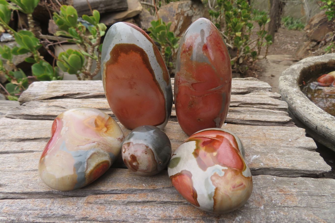 Polished Mixed Polychrome Jasper Items x 5 From Madagascar - Toprock Gemstones and Minerals 