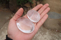 Polished Clear Quartz Galet-Palm Stones x 12 From Madagascar - Toprock Gemstones and Minerals 